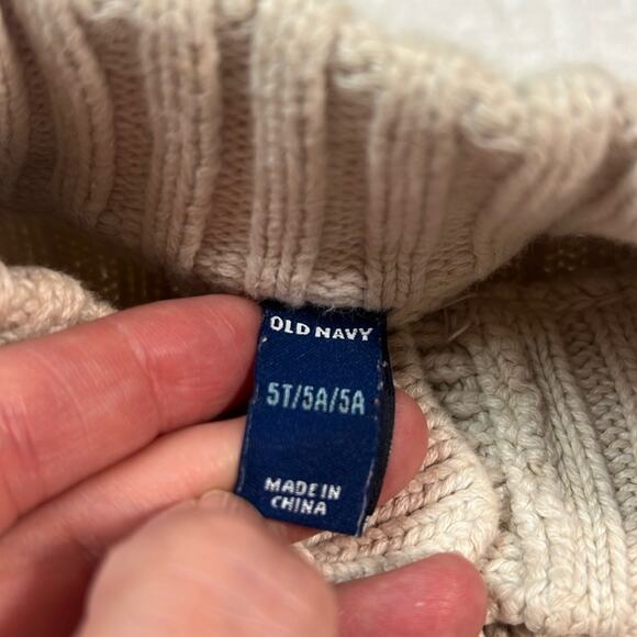 Old Navy cable knit mock neck beige long sleeves cotton fisherman sweater 5T - Picture 4 of 7